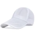 White breathable mesh baseball cap with an extended sunshade brim for summer protection. - Standard Size Adjustable (55-59cm Circumference) / White - Full Mesh