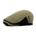 Retro knit beige ivy cap with black contrast trim for men and women autumn winter - Adjustable 55-59cm Head Circumference / Beige (Side Buckles)