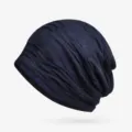 Berretto slouchy blu scuro in maglia traforata traspirante per donna in cotone - Taglia Unica (Elasticizzata) / Stile a Tre Linee / Blu zaffiro