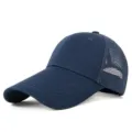 Navy blue breathable mesh baseball cap with extended brim for sun protection - Standard Size Adjustable (55-59cm Circumference) / Deep Blue - Mesh Back