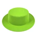 Retro vibrant green felt flat top hat with wide brim for adults and kids fashion wear - Apple Green