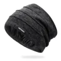 Gorro plisado gris oscuro con etiqueta de logotipo deportivo para hombre y mujer casual - Talla única / Estilo 1 / Gris Jaspeado Oscuro