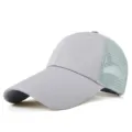 Adjustable grey mesh baseball cap with extra long brim for outdoor sun protection - Standard Size Adjustable (55-59cm Circumference) / Light Gray - Mesh Back