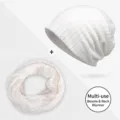 Set berretto e scaldacollo bianco a righe leggero e traspirante per donna estate - Stile a Doppio Uso / Taglia unica / Bianco