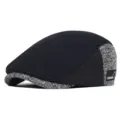 Stylish black and grey knitted beret hat for men and women in retro autumn winter style - Adjustable 55-59cm Head Circumference / Black (Back Buckle)