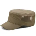 Breathable khaki mesh flat top military cap for men summer outdoor sun protection hat - Standard Size (56-59cm) / Mesh Style / Khaki