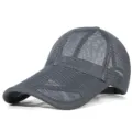 Breathable full mesh baseball cap in dark grey with an extended long brim for sunshade - Standard Adjustable (Fits 55-59cm Circumference) / Full Mesh Breathable Style / Dark Gray