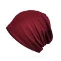 Berretto slouchy traspirante in cotone bordeaux da donna cappello estivo leggero - Taglia Unica (Elasticizzata) / A Strisce / Borgogna