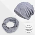 Set berretto e scaldacollo in maglia grigio mélange per uso versatile primavera moda - Stile a Doppio Uso / Taglia unica / Grigio