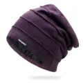 Gorro beanie plisado morado para invierno con etiqueta de la marca D.W.Y SPORTS - Talla única / Estilo 1 / Púrpura profundo