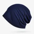 Bonnet slouchy bleu foncé en coton respirant et léger pour hommes et femmes unisexe - Taille unique / Bleu saphir