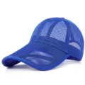 Breathable blue mesh baseball cap with extended sun brim for summer outdoor activities - Standard Adjustable (Fits 55-59cm Circumference) / Full Mesh Breathable Style / Royal Blue