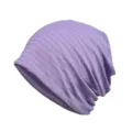 Berretto slouchy in maglia a coste viola chiaro traspirante per donna tempo libero - Taglia Unica (Elasticizzata) / A Strisce / Lavanda
