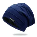 Gorro slouchy plisado en azul marino oscuro con elegante diseño de tela a capas para invierno - Talla única / Estilo 1 / Azul marino