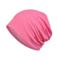 Berretto slouchy rosa traspirante per donna in tessuto di cotone leggero e sottile per l'estate - Taglia Unica (Elasticizzata) / A Strisce / Rosso rosa