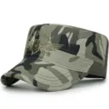 Berretto militare mimetico classico con ricamo dorato U.S. Naval dal design piatto - Regolabile (56-60cm) / Stile 3 - Mimetico