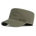 Armeegrüne atmungsaktive Baumwoll-Flachmütze mit aufgesticktem Spirit-Logo an der Seite - Normalgröße (56-60cm) / Stil mit Buchstabenstickerei (J0205) / Armeegrün