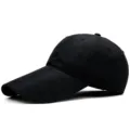 Gorra de béisbol negra transpirable de secado rápido con visera larga extendida - M (55-59cm) / Textura de Panal / Visera 11cm / Negro