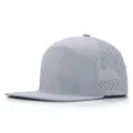 Berretto da baseball hip-hop grigio traspirante con visiera piatta e rete laser da uomo - 56-60cm (regolabile) / Grigio chiaro
