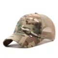Berretto da baseball mimetico con rete traspirante marrone chiaro per l'uso estivo - Taglia Grande Regolabile 59-63cm / Rete Posteriore Primavera Estate / Mimetico Verde Cachi