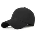 Casquette de baseball classique noire unie avec dos fermé et design à calotte profonde - Noir