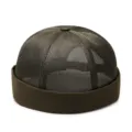 Bonnet docker sans bord en maille respirante vert armée pour un style streetwear rétro chic - 56-60cm / Vert Militaire