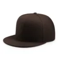 Classic solid dark brown flat brim hip hop snapback cap with a plain minimalist design - Size 7 1/8 (57cm) / Coffee