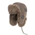 Colbacco invernale caldo di alta qualità con finitura in similpelle e pelliccia marrone - Taglia L (55-58cm) / Stile Quadrato / Caffè