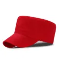 Klassische einfarbige rote Militärkappe aus Baumwolle für Sonnenschutz und Freizeitmode - M (56-58cm) / Stil 1 / Rot