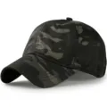 Donkere camouflage honkbalpet voor heren met ademend ripstop-materiaal - Normale Maat Verstelbaar 56-59cm / Dichte Achterkant Alle Seizoenen / Zwart Camouflage