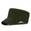 Klassische dunkelgrüne Militärkappe mit flachem Dach und gebogener Krempe für große Köpfe - M (56-58cm) / Stil 1 / Armeegrün