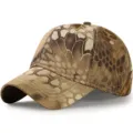 Tactische camouflage baseballpet met bruin pythonpatroon voor optimale outdoor zonbescherming - Normale Maat Verstelbaar 56-59cm / Dichte Achterkant Alle Seizoenen / Khaki Camo