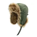 Colbacco invernale da aviatore in ecopelle verde scuro con calda pelliccia sintetica - Taglia L (55-58cm) / Stile a Cerchio Rotondo / Verde
