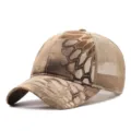 Berretto da baseball mimetico traspirante con motivo a pitone marrone per uomo e donna - Taglia Grande Regolabile 59-63cm / Rete Posteriore Primavera Estate / Cachi Mimetico