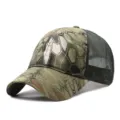 Cappellino da baseball mimetico traspirante per la protezione solare e lo stile quotidiano - Taglia Grande Regolabile 59-63cm / Rete Posteriore Primavera Estate / Verde Militare Camo
