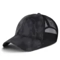 Ademende donkergrijze camouflage mesh trucker hat voor zomerse buiten zonbescherming - Grote Maat Verstelbaar 59-63cm / Mesh Achterkant Lente Zomer / Zwartgrijs Camouflage