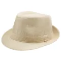 Chapeau fedora en lin respirant pour hommes et femmes avec design de protection solaire d'été - Adulte M (Environ 57-58cm) / Bande Assortie-Beige