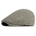 Vintage tweed newsboy cap in brownish grey with metal brand tag detail - Small Check Metal Badge-Coffee
