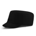 Minimalistische, solide schwarze flache Militärmütze für Herren und Damen Outdoor Mode - Elastische Einheitsgröße Passt Ca 58CM Kopfumfang / Schwarz