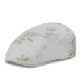 Lightweight white lace mesh beret with gold leaf embroidery for elegant sun protection - Fits 56-59cm Head Circumference / White with Gold Leaves