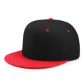 Cappellino da baseball hip-hop a tesa piatta con corona nera e visiera rossa variante. - Rosso E Nero