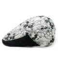 Breathable grey mesh beret hat with black floral embroidery for outdoor sun protection. - Fits 56-59cm Head Circumference / 13239 - Black