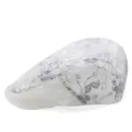 Weißes, atmungsaktives Mesh-Baskenmütze mit elegantem Blumen-Spitzenstickerei für den Sommer - Passend für 56-59cm Kopfumfang / 13239-off-white