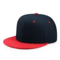 Cappellino da baseball hip-hop a tesa piatta blu navy e rosso regolabile per lo streetwear - Rosso & Blu Scuro