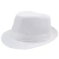Cappello fedora in lino bianco traspirante per protezione solare estiva e stile chic - Adulto M (Circa 57-58cm) / Fascia Coordinata-Bianco