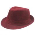 Cappello fedora in lino bordeaux traspirante per uomo e donna protezione solare estate - Adulto M (Circa 57-58cm) / Fascia Coordinata-Rosso Vino
