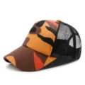 Ademende oranje camouflage truckerpet met zwart mesh achterkant voor buitenactiviteiten - Verstelbaar (55-59cm) / Camo-Kleur 10