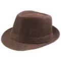 Cappello fedora classico in lino marrone traspirante per protezione solare estiva - Adulto M (Circa 57-58cm) / Fascia Coordinata-Caffè