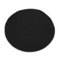 Classic solid black wool blend beret hat for women with vintage British painter style design - Black
