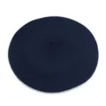 Elegant classic navy blue wool beret hat for women featuring a retro winter painter style - Navy Blue